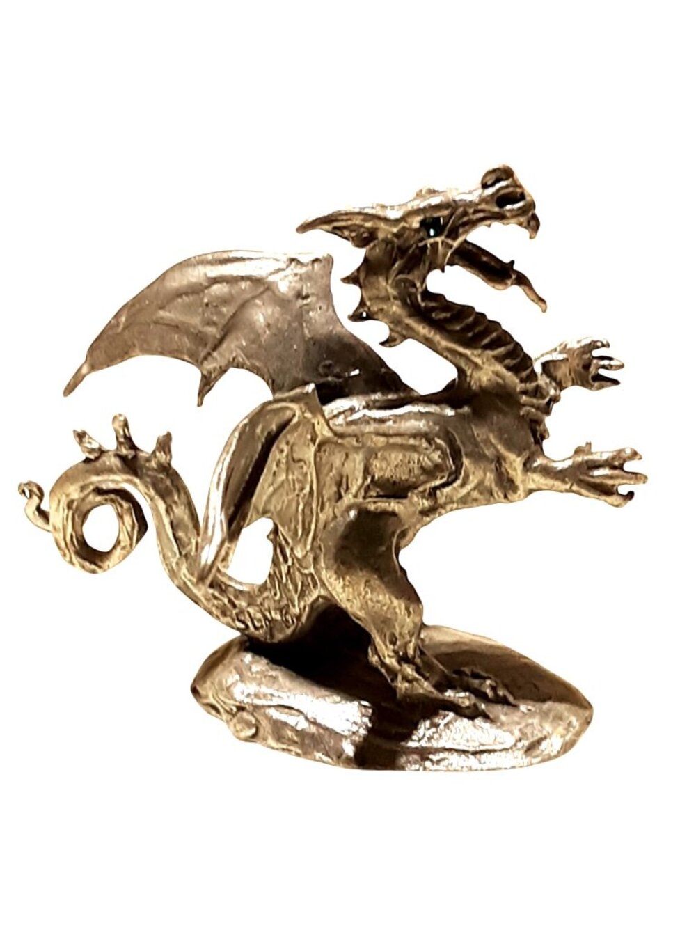 Rawcliffe Pewter Dragon w Green Eyes RF3060 2000 Swarovski Fantasy Magic D & D